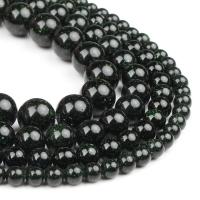 Groene Goldstone Beads, Ronde, gepolijst, diepgroene, 63PC/Strand, Verkocht door Strand