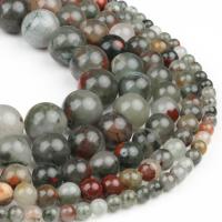 Perles bijoux en pierres gemmes, Bloodstone africain, Rond, poli, gris, 98PC/brin, Vendu par brin