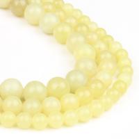 Natural Jade Beads, Jade Lemon, Round, polished, bluish yellow, 63PC/Strand, Sold By Strand