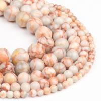 Gemstone Jewelry Beads, Network Stone, Round, polished, reddish-brown, 98PC/Strand, Sold By Strand