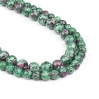 Gemstone Smycken Pärlor, Ruby i Zoisite, Rund, polerad, grön, 63PC/Strand, Säljs av Strand