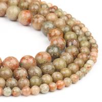 Natural Unakite Beads, Round, polished, brown, 6x6x6mm, 63PC/Strand, Sold By Strand