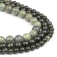 Russische Serpentine Perlen, rund, poliert, dunkelgrün, 6x6x6mm, 63PC/Strang, verkauft von Strang