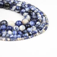 Natural Sodalite Beads, Round, polished, blue, 4x4x4mm, 98PC/Strand, Sold By Strand