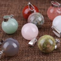 Gemstone Pendants Jewelry, Natural Stone, with Tibetan Style, Round, fashion jewelry & Unisex, more colors for choice, 3-6mm, Sold By PC