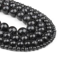 Türkis Perlen, Schwarz Vein Türkis, rund, poliert, schwarz, 98PC/Strang, verkauft von Strang