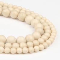 Gemstone Smycken Pärlor, Ivory Stone, Rund, polerad, vit, 63PC/Strand, Säljs av Strand