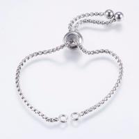 Stainless Steel Bracelet Finding 304 Stainless Steel with stopper beads & Length Adjustable & DIY original color Sold By Bag