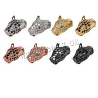 Brass Beads, Leopard, plated, DIY & micro pave cubic zirconia, more colors for choice, nickel, lead & cadmium free, 16.80x9.50mm, Sold By PC