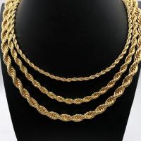 Stal nierdzewna Nekclace Chain, Platerowane w kolorze złota, Francuski łańcuch linowy & różnej wielkości do wyboru, złoty, sprzedawane na około 23.6 cal Strand