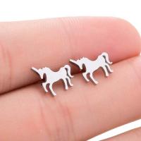 Stainless Steel Pendants, Unicorn, plated, fashion jewelry & for woman, more colors for choice, 10x8mm, Sold By Pair