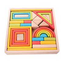 Jouets en briques, Bois de hêtre, couleurs mélangées, 265x265x50mm, Vendu par boîte