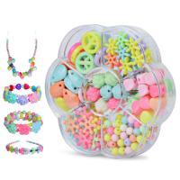 Children DIY String Beads Set, Acrylic, cord & beads, different styles for choice, mixed colors, Sold By Box