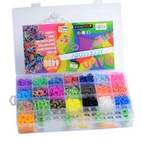 Children DIY String Beads Set, Rubber, mixed colors, 2MM, Sold By Box