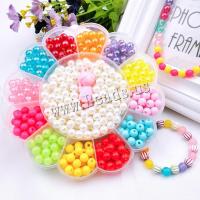 Children DIY String Beads Set Plastic Hair Band & cord & beads & pendant mixed colors 5-20mm Sold By Box