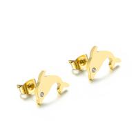 Stainless Steel Stud Earrings Fish plated for woman nickel lead & cadmium free Sold By Pair