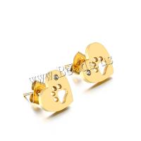 Stainless Steel Stud Earrings Heart plated for woman nickel lead & cadmium free Sold By Pair