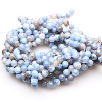 Achat Perlen, Feuerachat, rund, poliert, natürliche & verschiedene Größen vorhanden, blau, verkauft von Strang