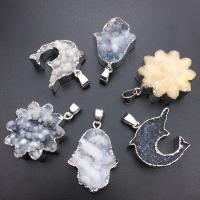 Natural Agate Druzy Pendant plated random style mixed colors Sold By PC