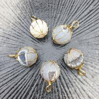 Agate Jewelry Pendants, Laugh Rift Agate, Round, plated, random style & natural & frosted, mixed colors, 21x35mm, Sold By PC