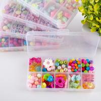 Children DIY String Beads Set, Acrylic, for children, more colors for choice, 128x66x22mm, Sold By Box