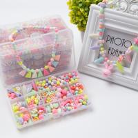 Children DIY String Beads Set, Acrylic, for children, more colors for choice, 190x130x22mm, Sold By Box