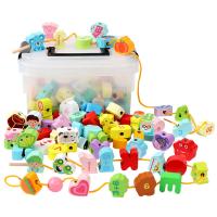 Kinder-DIY Saiten-Perlen-Set, Holz, unterschiedliche Menge zur Auswahl, gemischte Farben, verkauft von setzen