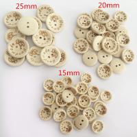 Wood Button, Bowl, Carved, DIY & different size for choice & with letter pattern, original color, 100PCs/Bag, Sold By Bag