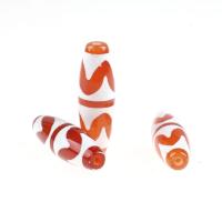 Natürliche Tibetan Achat Dzi Perlen, Zylinder, dunkle Orange, 38x12x12mm, 5/Tasche, verkauft von Tasche