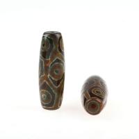 Perles agate dzi tibétaine naturelle, agate Tibétaine, pilier, brun, 14*42~14*40, 1/sac, Vendu par sac