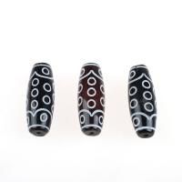 Natural Tibetan Agate Dzi Beads, Column, black, 13.50x13.50x38mm, 1/PC, Sold By PC