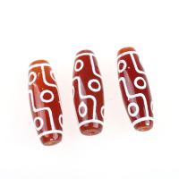 Natural Tibetan Agate Dzi Beads Column dark red 1/PC Sold By PC