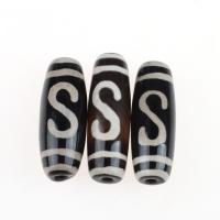 Natürliche Tibetan Achat Dzi Perlen, Zylinder, schwarz, 11.50x11.50x30mm, 1/PC, verkauft von PC