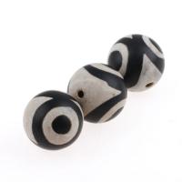 Natural Tibetan Agate Dzi Beads, Round, black, 20x20mm, 5PCs/Bag, Sold By Bag