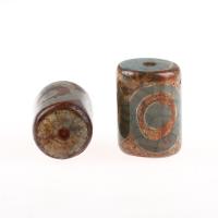 Natural Tibetan Agate Dzi Beads, Column, more colors for choice, 12x12x30mm, 5PCs/Bag, Sold By Bag