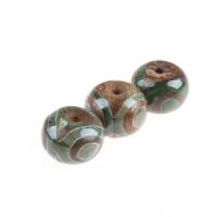 Natural Tibetan Agate Dzi Beads, Column, green, 20x14mm, 5PCs/Bag, Sold By Bag