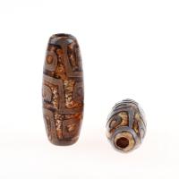 Natural Tibetan Agate Dzi Beads, Column, reddish-brown, 11x11x31mm, 1/PC, Sold By PC