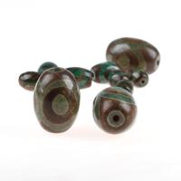 Natural Tibetan Agate Dzi Beads, Column, green, 11x11x14mm, 5PCs/Bag, Sold By Bag