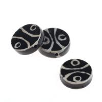 Natürliche Tibetan Achat Dzi Perlen, Zylinder, schwarz, 19x5x19mm, 5PCs/Tasche, verkauft von Tasche