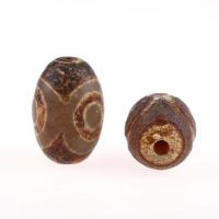 Natural Tibetan Agate Dzi Beads Column reddish-brown Sold By Bag