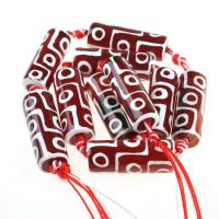 Natural Tibetan Agate Dzi Beads, Column, more colors for choice, 11x11x30mm, 10PCs/Bag, Sold By Bag
