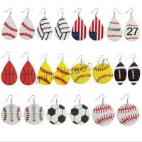 Earring Jewelry, PU Leather, different styles for choice & for woman, more colors for choice, 55x36mm, Sold By Pair