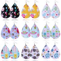 Easter Jewelry, PU Leather, Teardrop, different styles for choice & for woman, more colors for choice, 38x58mm, Sold By Pair