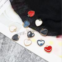 Tibetan Style Enamel Pendants, Heart, gold color plated, DIY, more colors for choice, nickel, lead & cadmium free, 15mm, 10PCs/Bag, Sold By Bag