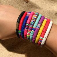 argile de polymère bracelet, élastique & pour femme, plus de couleurs à choisir, protéger l'environnement, sans nickel, plomb et cadmium, 6mm, Vendu par Environ 7.1 pouce brin