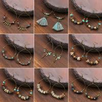Zinc Alloy Stud Earring with Wood fashion jewelry & Bohemian style Sold By Pair