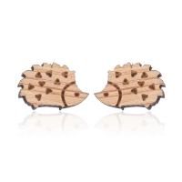Wood Earring Hedgehog for woman Sold By Pair