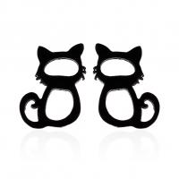 Stainless Steel Stud Earrings, Cat, plated, different styles for choice & for woman, more colors for choice, Sold By Pair