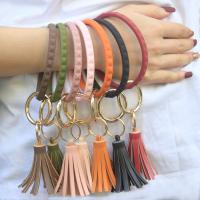 Silicone Bracelets with PU Leather gold color plated for woman Inner Approx 75mm Sold By Strand