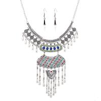 Zink Alloy Jewelry Sets, plated, tvinna oval kedja & för kvinna & med strass, fler färger för val, Längd Ca 17.7 inch, Säljs av Ställ